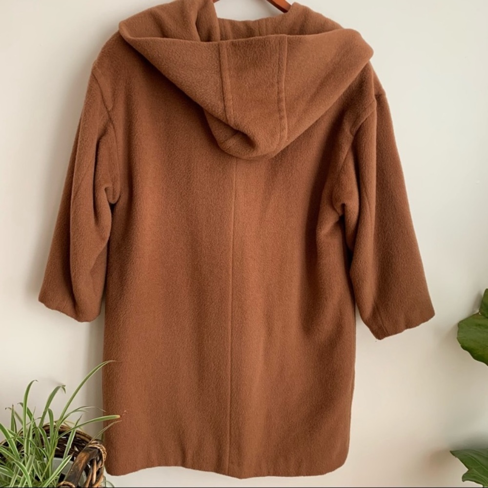 Vtg Camel Hooded Mohair Wool Blend Coat 12 - Picture 6 of 11